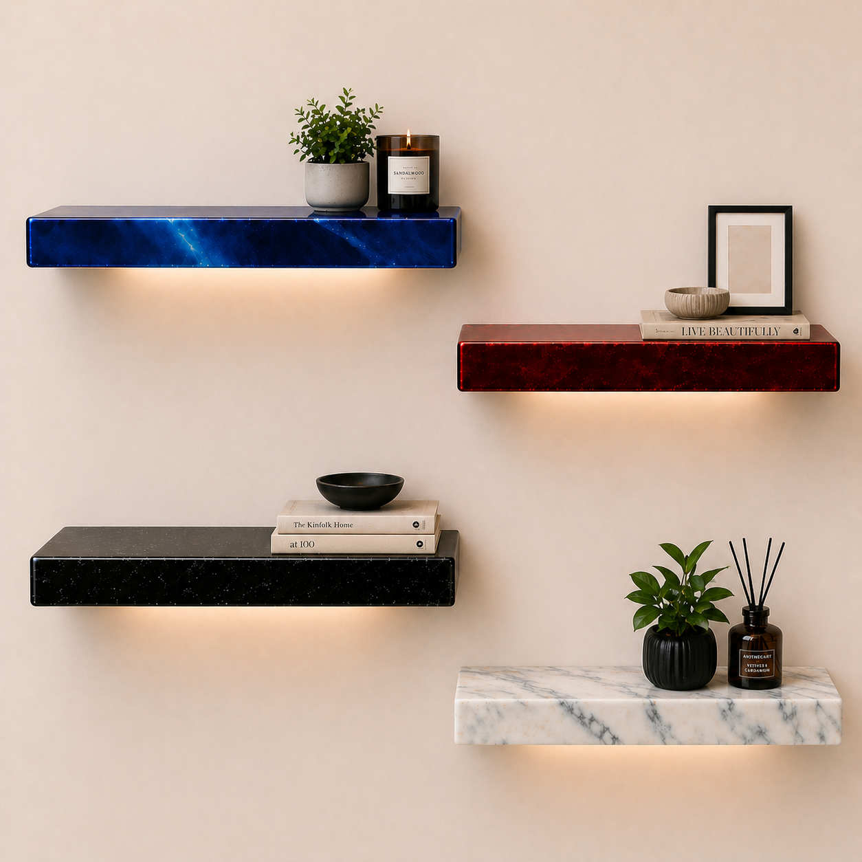 Custom Epoxy Resin Floating Shelves