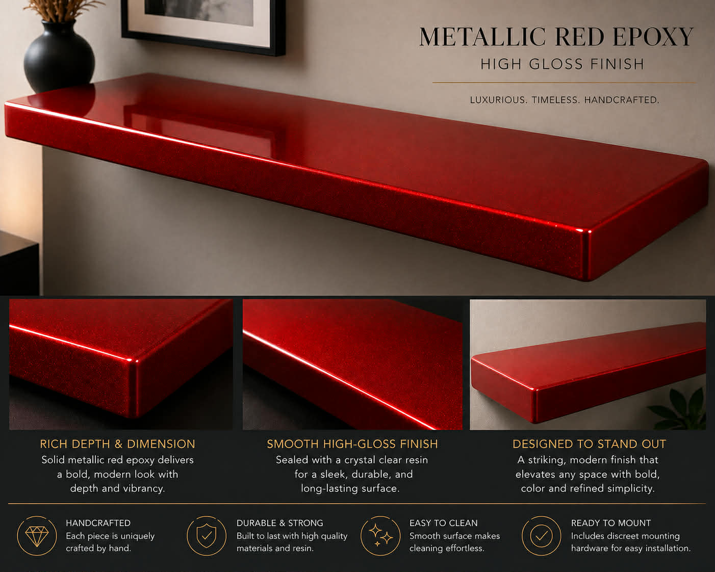 Custom Epoxy Resin Floating Shelves