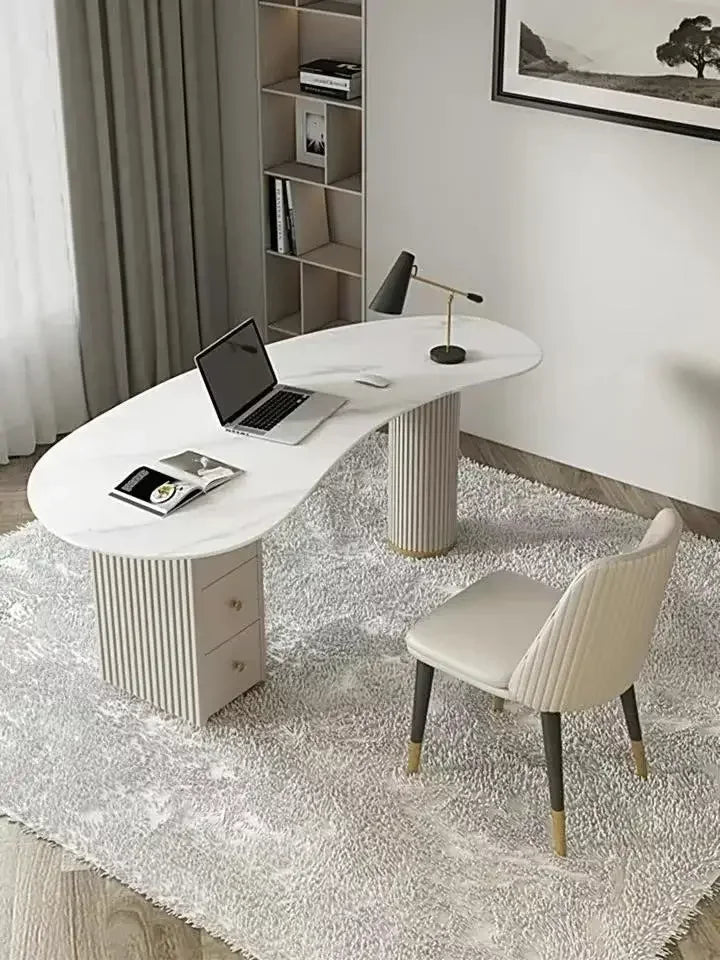 A Light luxury rock slab irregular office computer desk designer desk, beauty salon, medical consultation reception