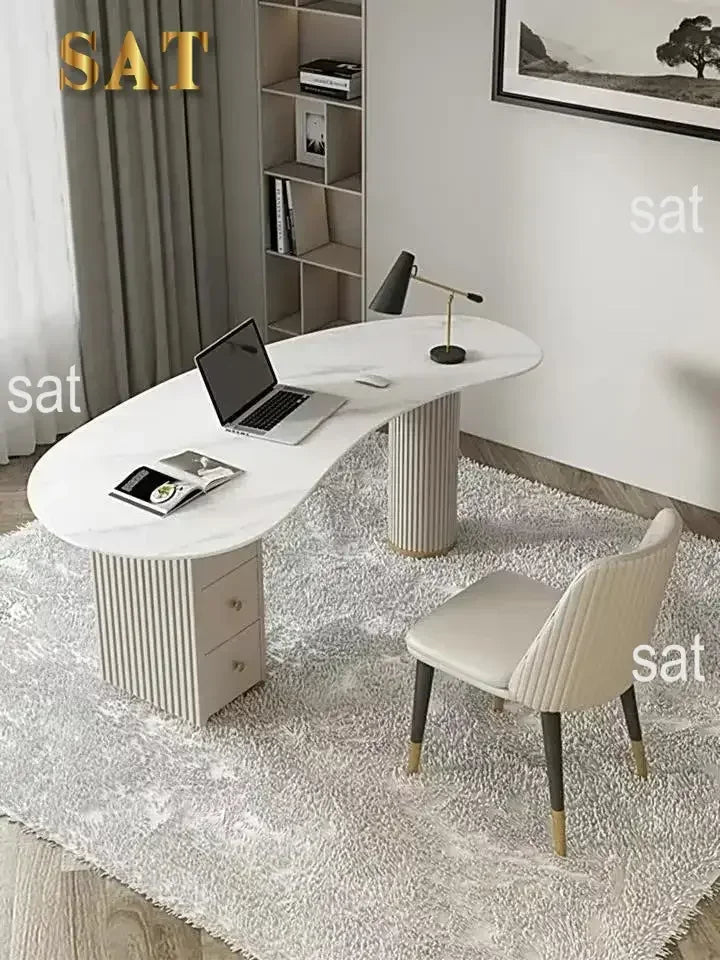 A Light luxury rock slab irregular office computer desk designer desk, beauty salon, medical consultation reception