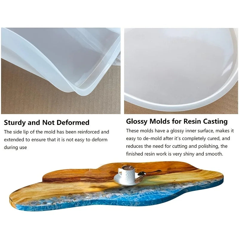 24-Inch Epoxy River Table Mold for Large Resin, Silicone Resin Tray Mold for River Tables, Charcuterie Board, Coffee Table
