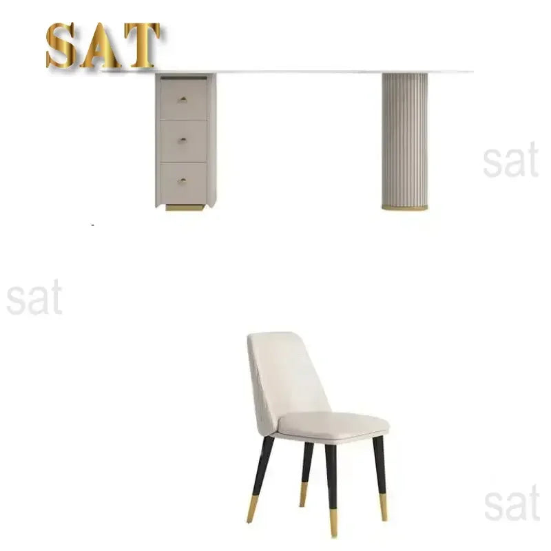 A Light luxury rock slab irregular office computer desk designer desk, beauty salon, medical consultation reception