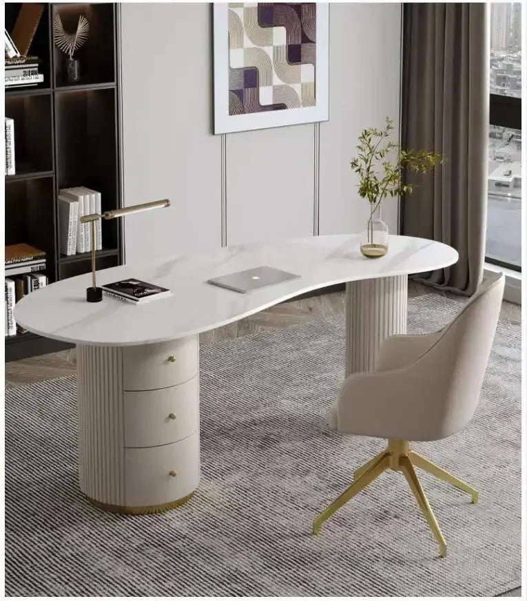 A Light luxury rock slab irregular office computer desk designer desk, beauty salon, medical consultation reception