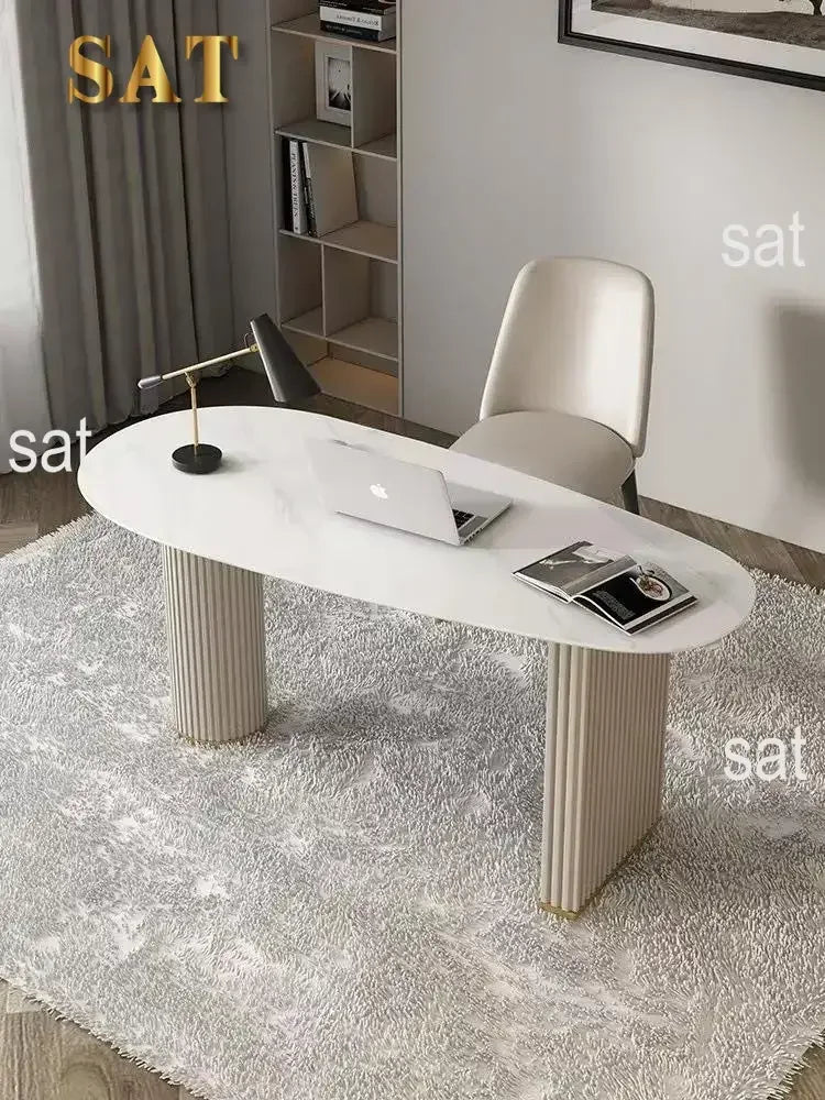 A Light luxury rock slab irregular office computer desk designer desk, beauty salon, medical consultation reception