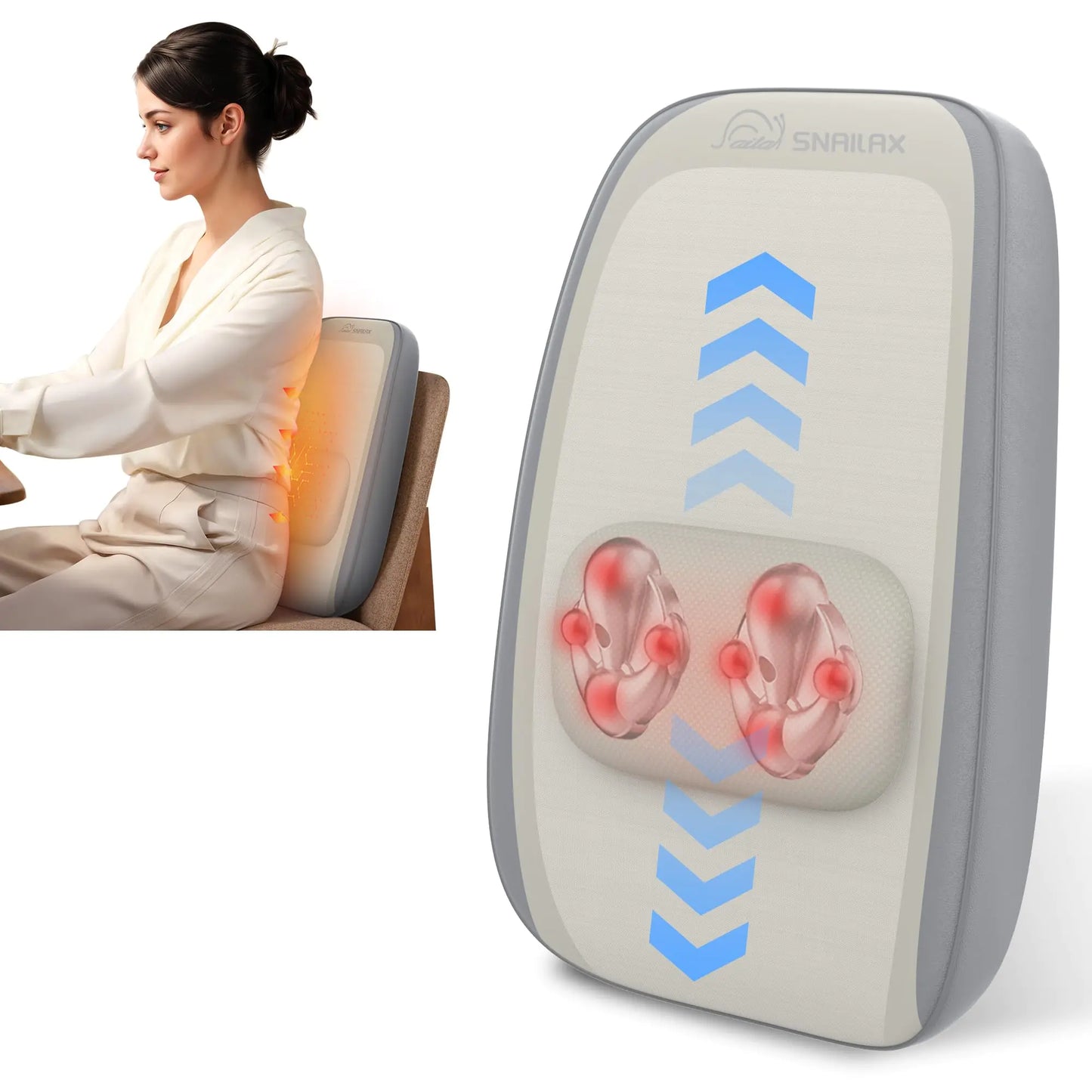 جهاز تدليك الظهر  مع خاصية التسخين، وسادة تدليك للرقبة والظهر، جهاز تدليك للعجن، مناسب للاستخدام المنزلي والمكتبي، هدية مثالية للأحباب.